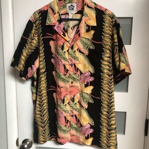 Vintage Monsterra Leaf Rayon Collectible Hilo Hattie Black and Pink Leaf Print